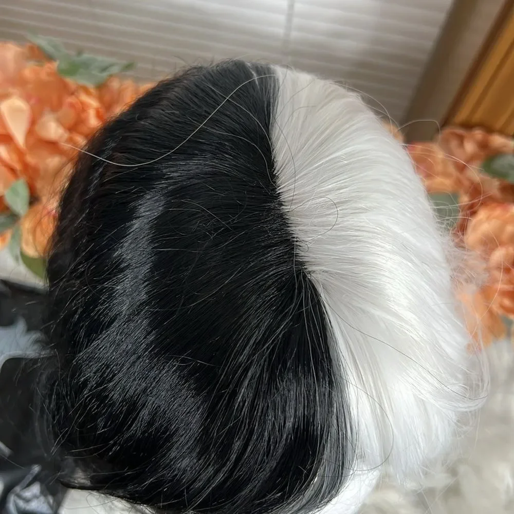 Medium Length Black and White Wig